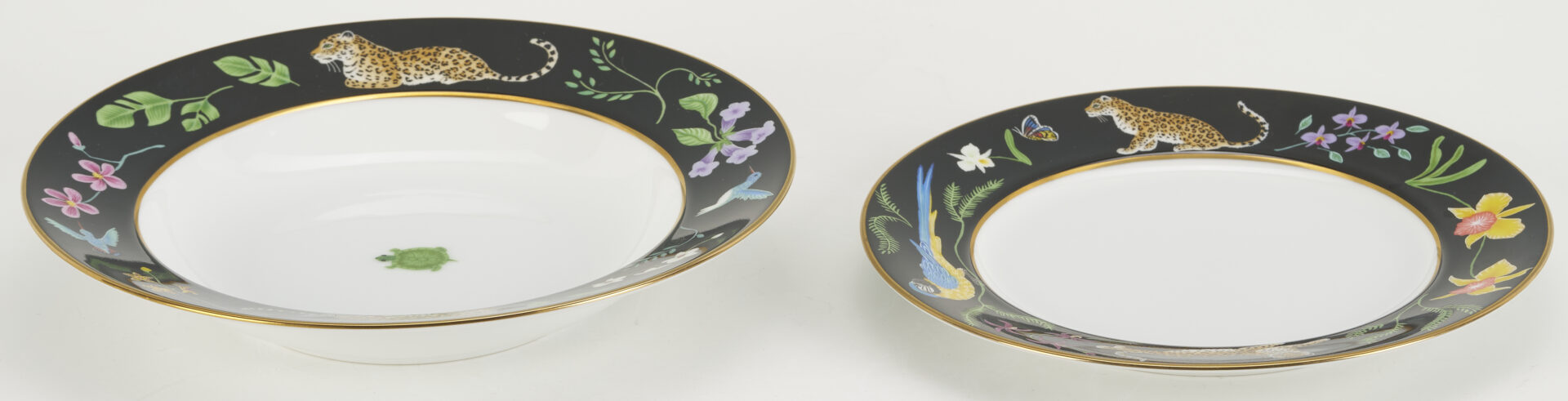 Lot 376: 78 pcs Lynn Chase Jaguar Jungle Dinnerware, Incl. Signed