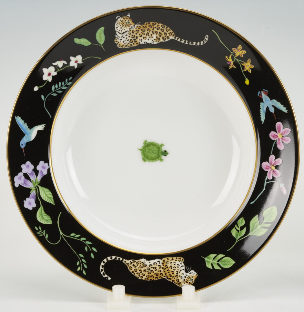 Lot 376: 78 pcs Lynn Chase Jaguar Jungle Dinnerware, Incl. Signed
