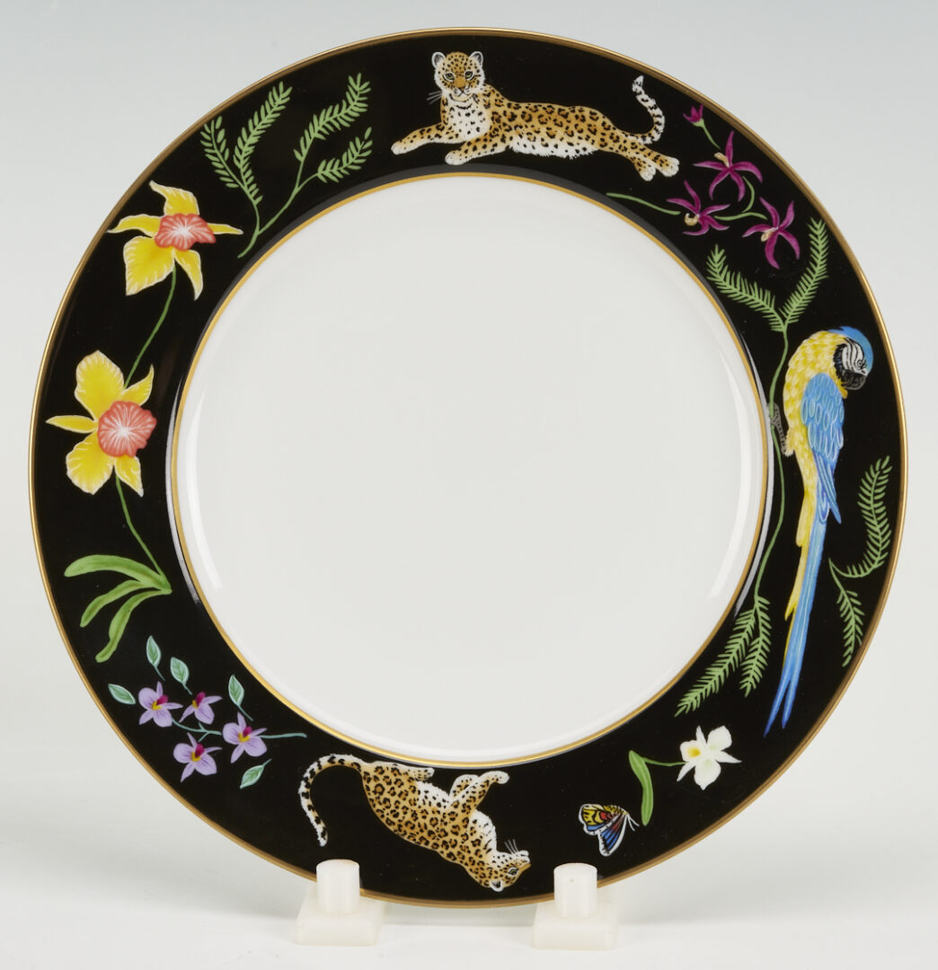 Lot 376: 78 pcs Lynn Chase Jaguar Jungle Dinnerware, Incl. Signed