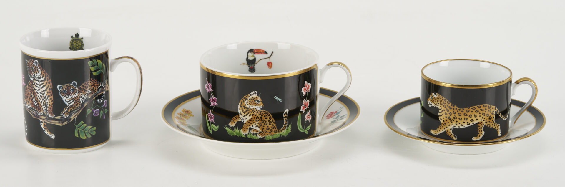 Lot 376: 78 pcs Lynn Chase Jaguar Jungle Dinnerware, Incl. Signed
