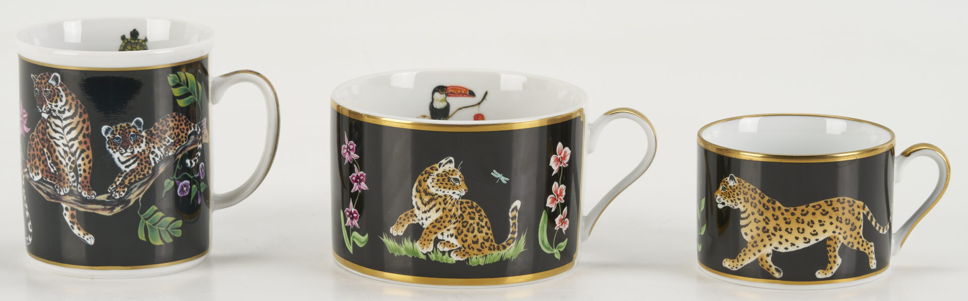 Lot 376: 78 pcs Lynn Chase Jaguar Jungle Dinnerware, Incl. Signed