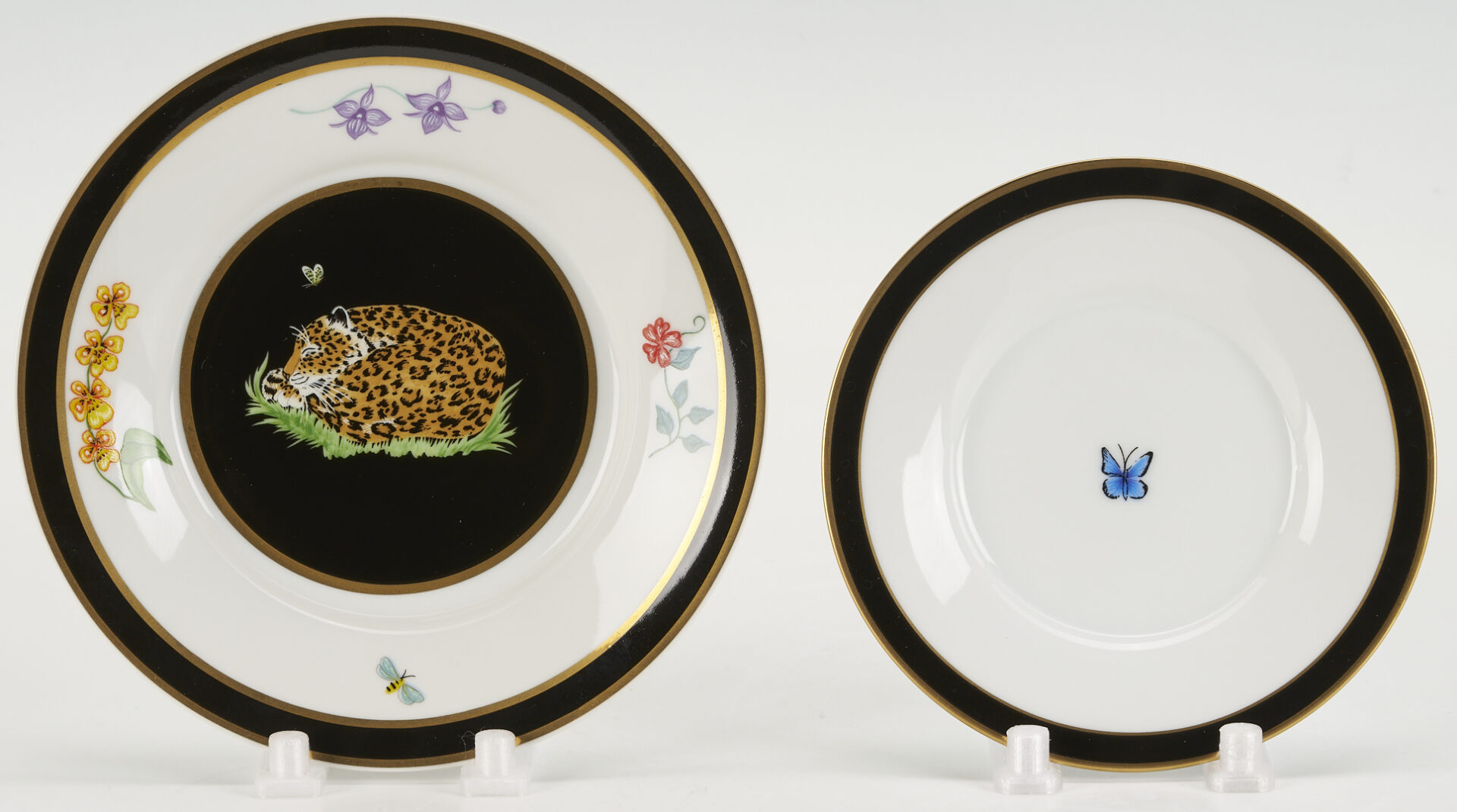 Lot 376: 78 pcs Lynn Chase Jaguar Jungle Dinnerware, Incl. Signed