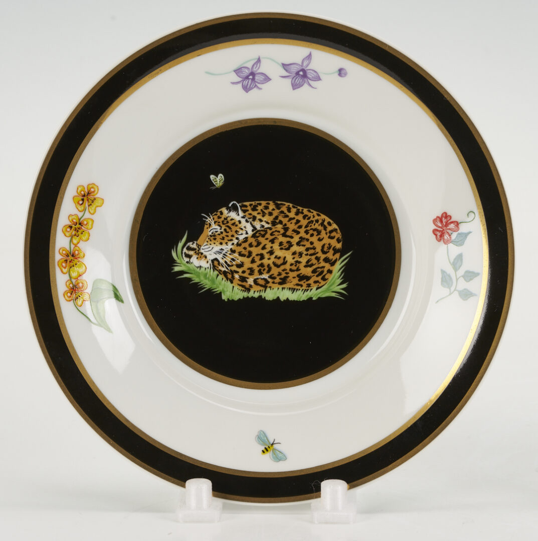 Lot 376: 78 pcs Lynn Chase Jaguar Jungle Dinnerware, Incl. Signed