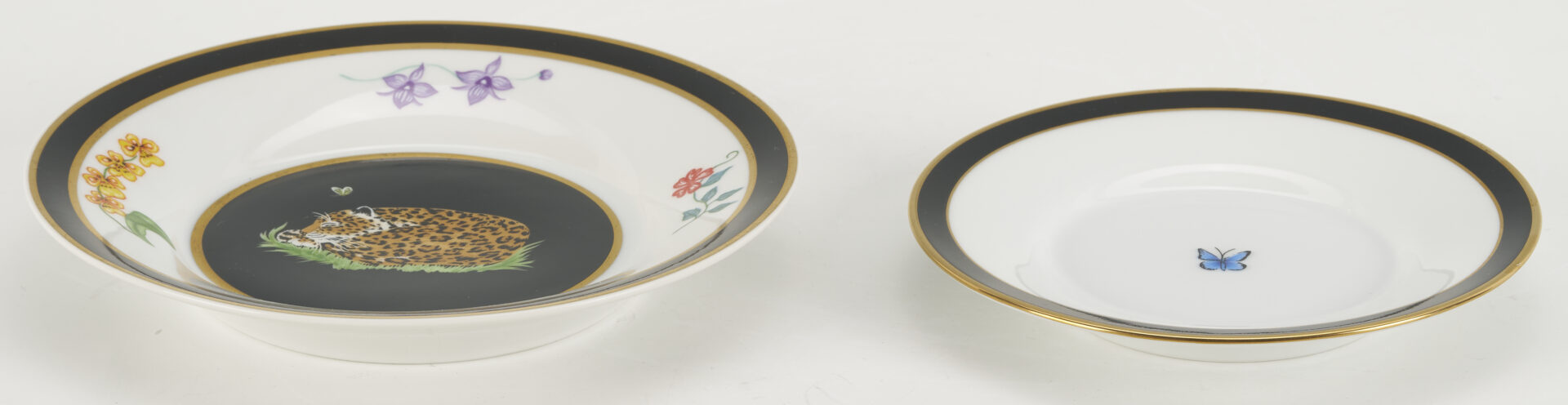 Lot 376: 78 pcs Lynn Chase Jaguar Jungle Dinnerware, Incl. Signed