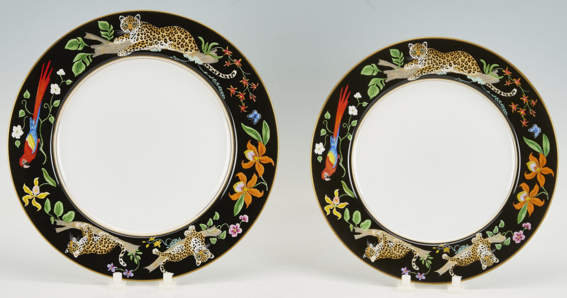 Lot 376: 78 pcs Lynn Chase Jaguar Jungle Dinnerware, Incl. Signed