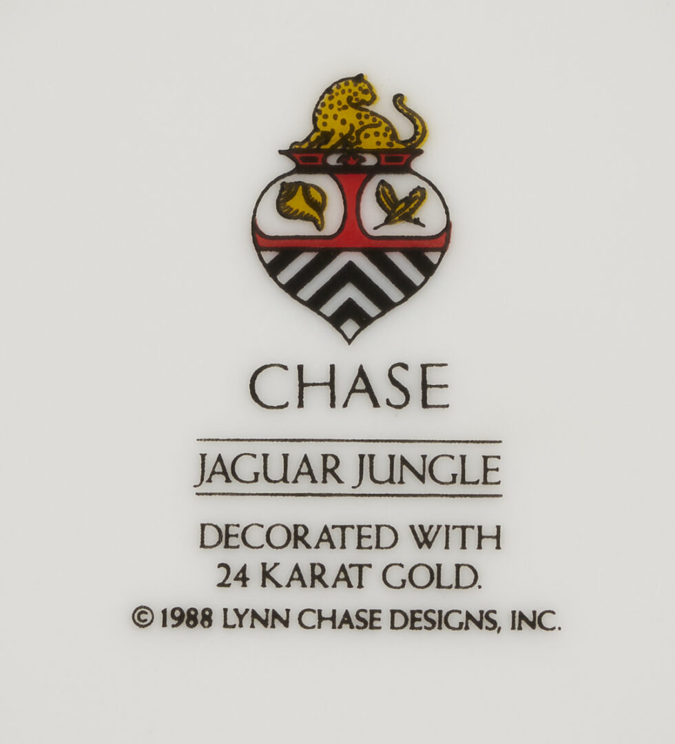 Lot 376: 78 pcs Lynn Chase Jaguar Jungle Dinnerware, Incl. Signed
