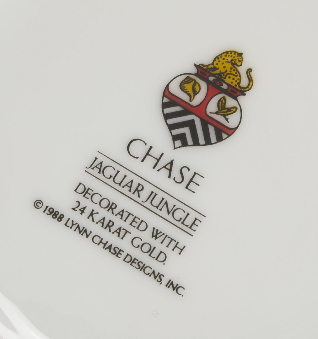 Lot 376: 78 pcs Lynn Chase Jaguar Jungle Dinnerware, Incl. Signed