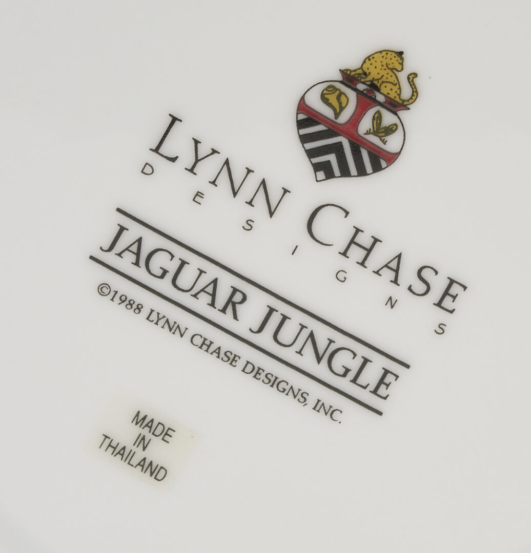 Lot 376: 78 pcs Lynn Chase Jaguar Jungle Dinnerware, Incl. Signed