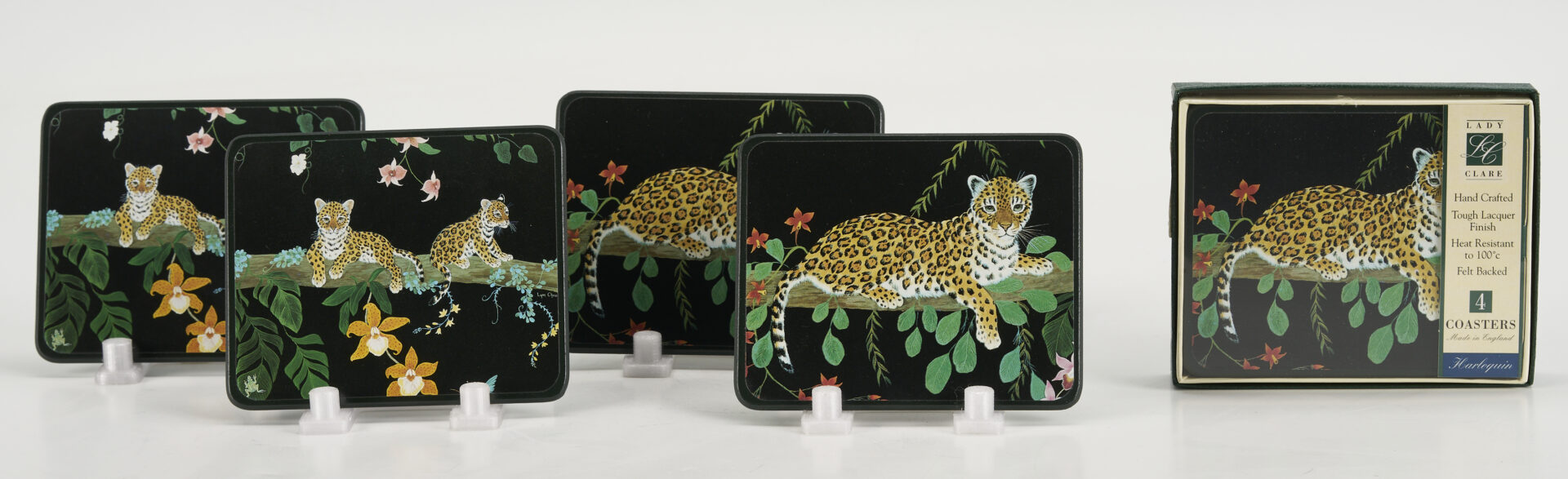 Lot 376: 78 pcs Lynn Chase Jaguar Jungle Dinnerware, Incl. Signed