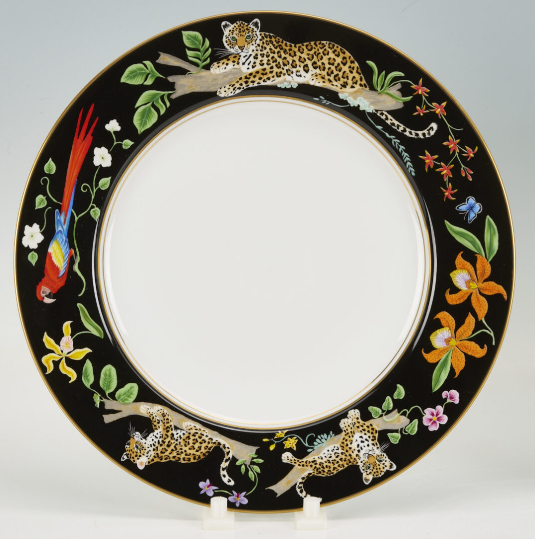 Lot 376: 78 pcs Lynn Chase Jaguar Jungle Dinnerware, Incl. Signed
