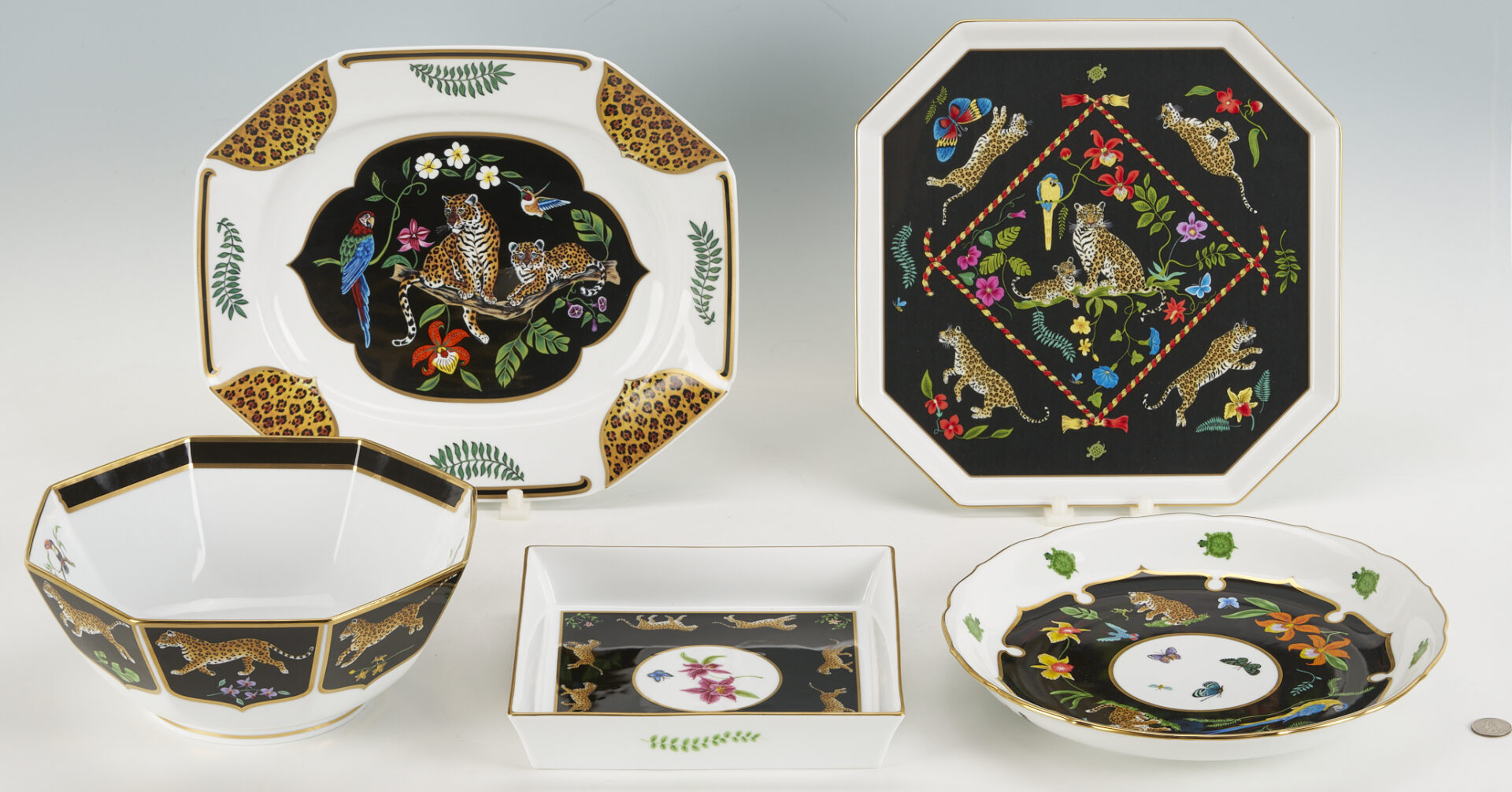 Lot 377: 5 Lynn Chase Jaguar Jungle Serving Pieces, Incl. Signed