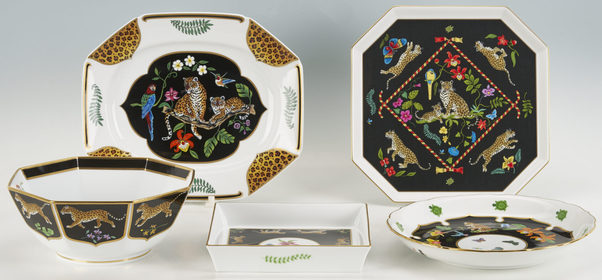 Lot 377: 5 Lynn Chase Jaguar Jungle Serving Pieces, Incl. Signed