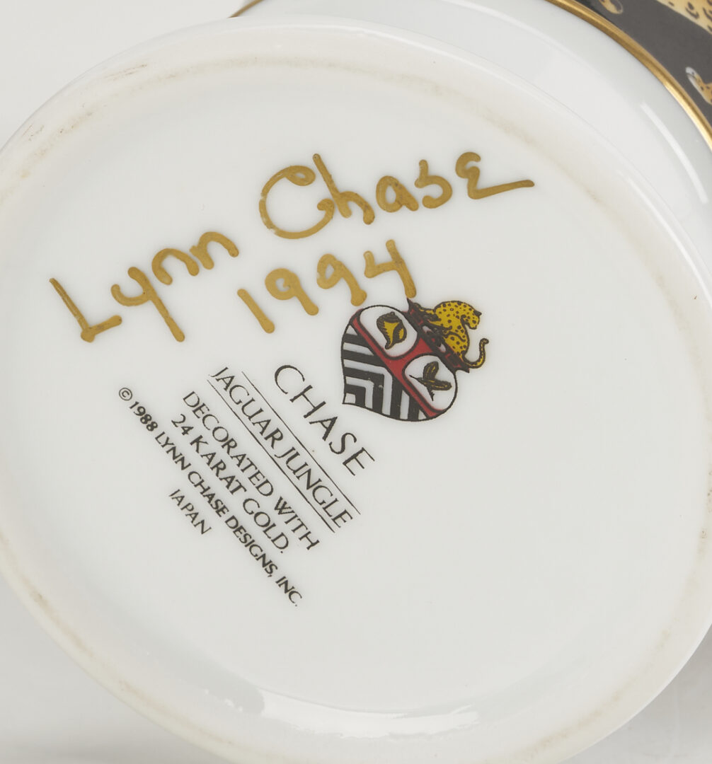 Lot 378: 12 Lynn Chase Jaguar Jungle Decorative Porcelain Items, Incl. Signed