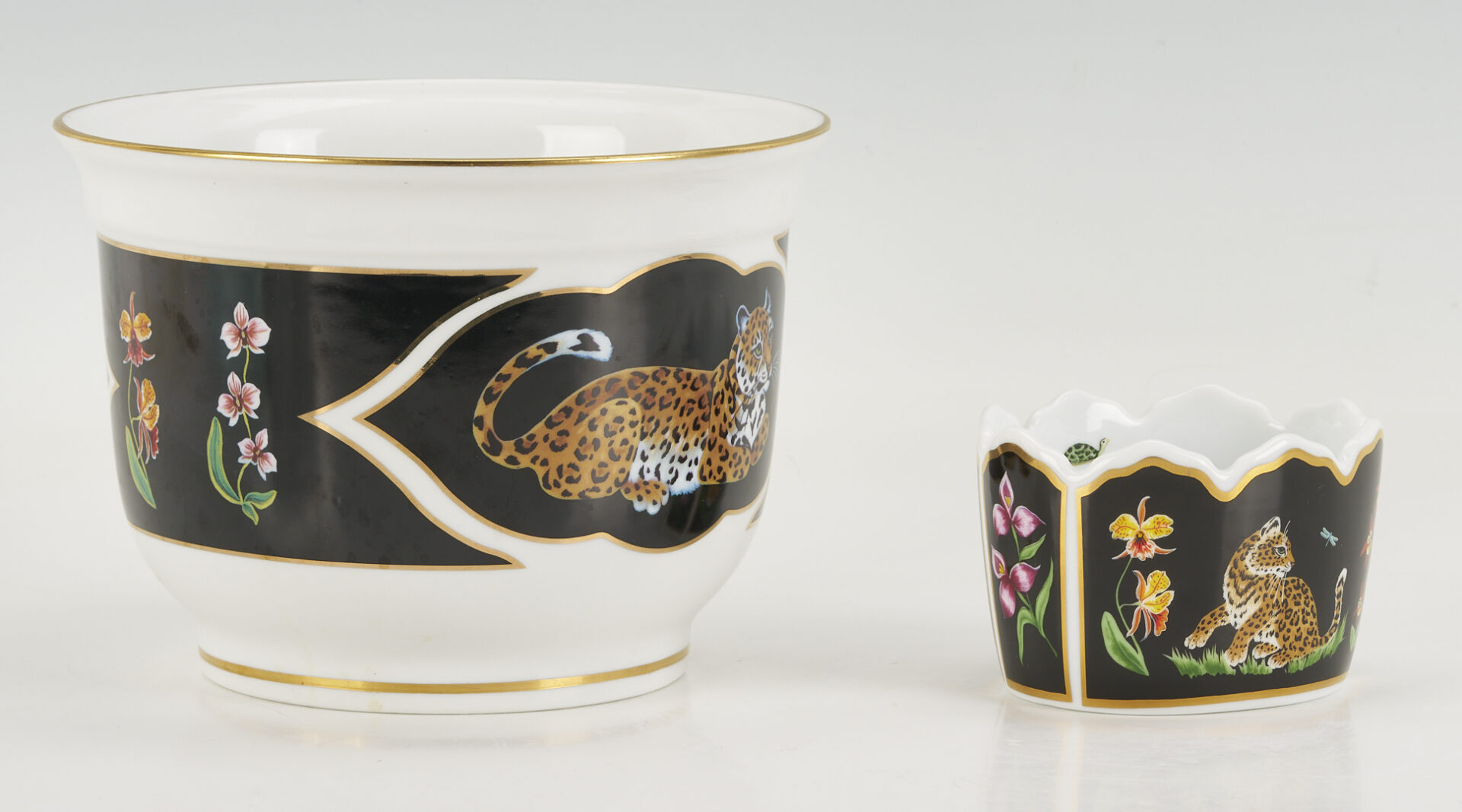 Lot 378: 12 Lynn Chase Jaguar Jungle Decorative Porcelain Items, Incl. Signed