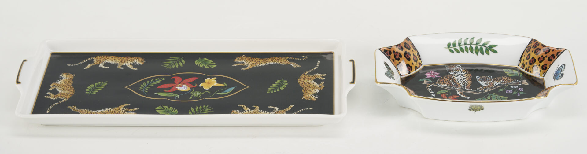 Lot 378: 12 Lynn Chase Jaguar Jungle Decorative Porcelain Items, Incl. Signed
