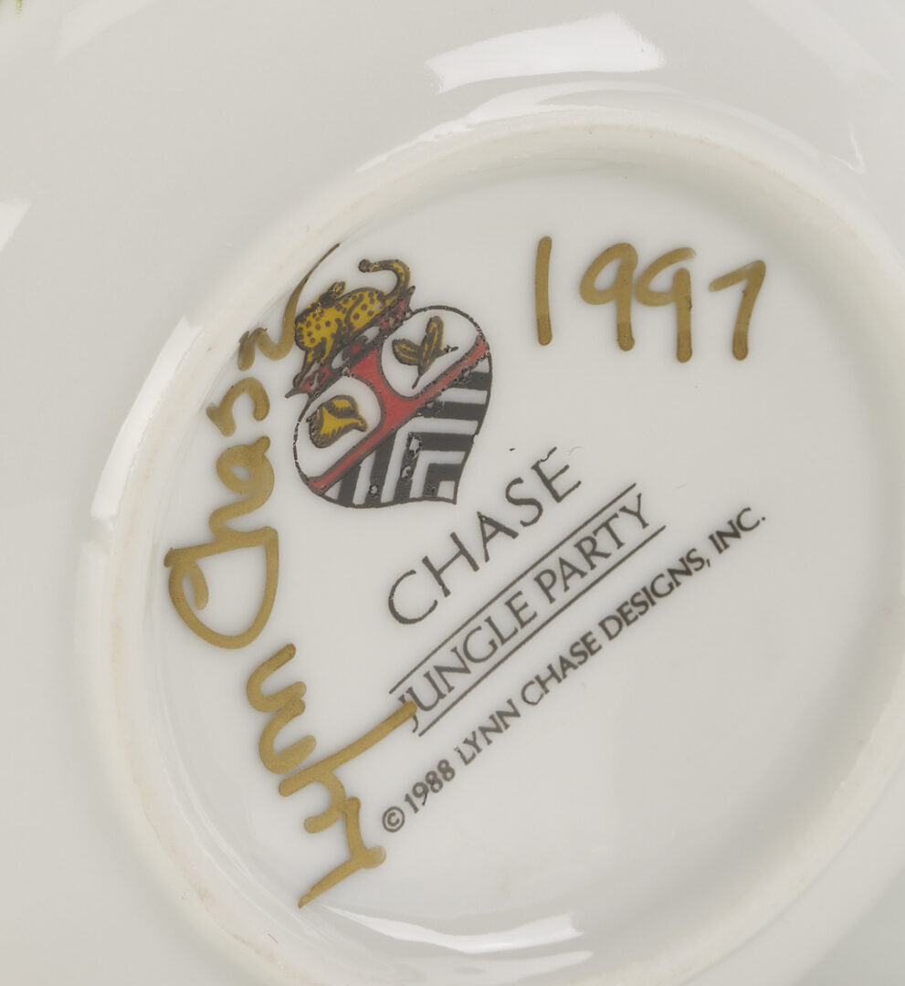 Lot 378: 12 Lynn Chase Jaguar Jungle Decorative Porcelain Items, Incl. Signed