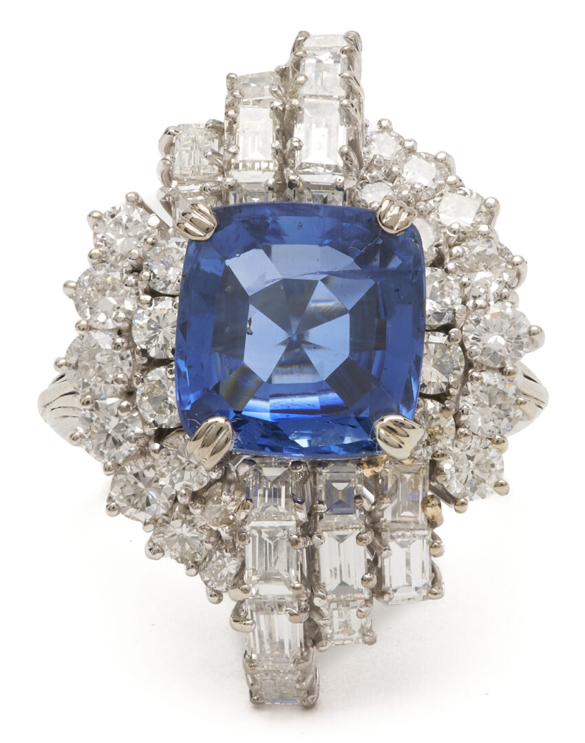 Lot 37: 5.65 Carat Natural Ceylon Sapphire & Diamond 14K Cocktail Ring, AGL Report