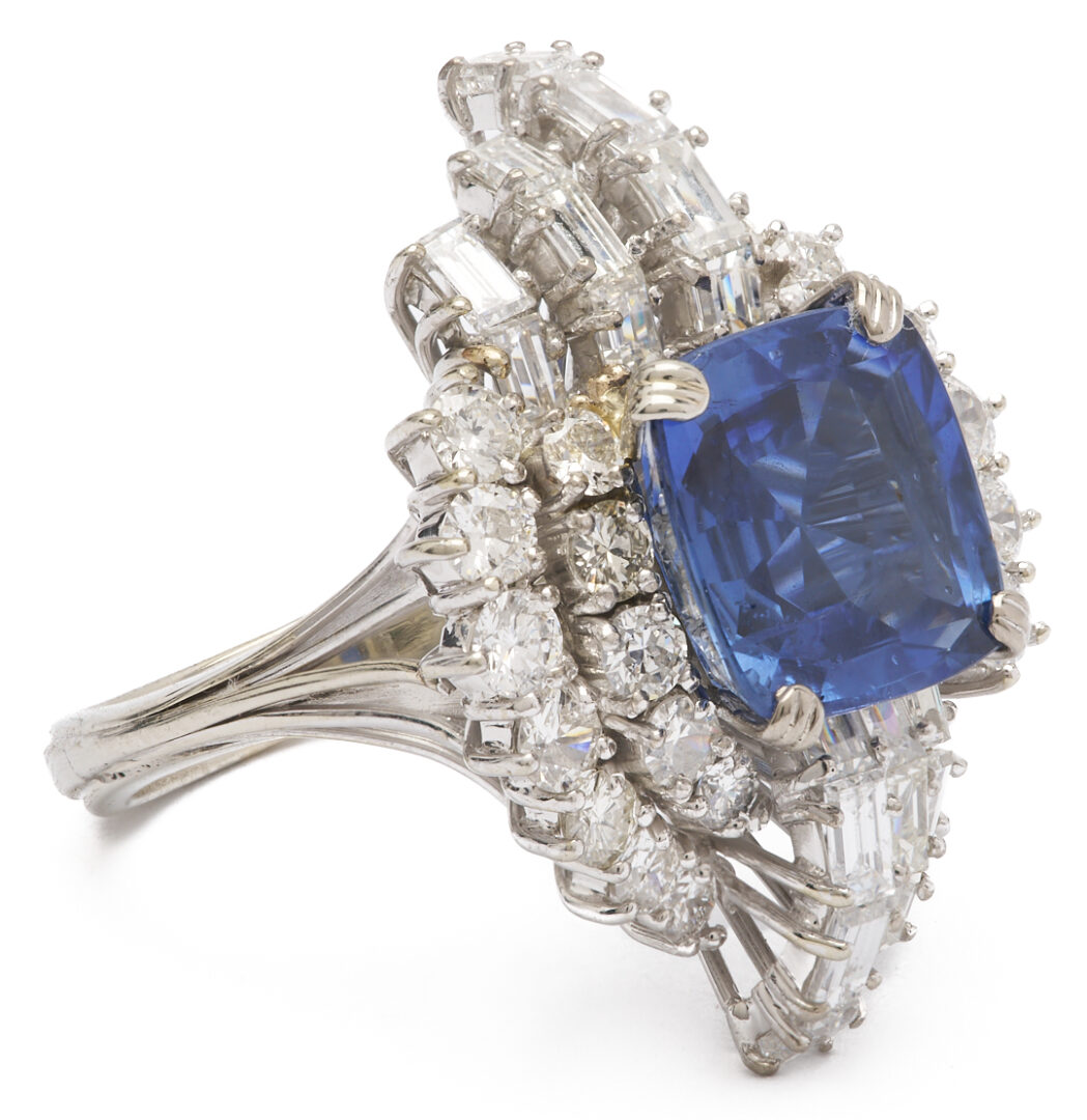 Lot 37: 5.65 Carat Natural Ceylon Sapphire & Diamond 14K Cocktail Ring, AGL Report