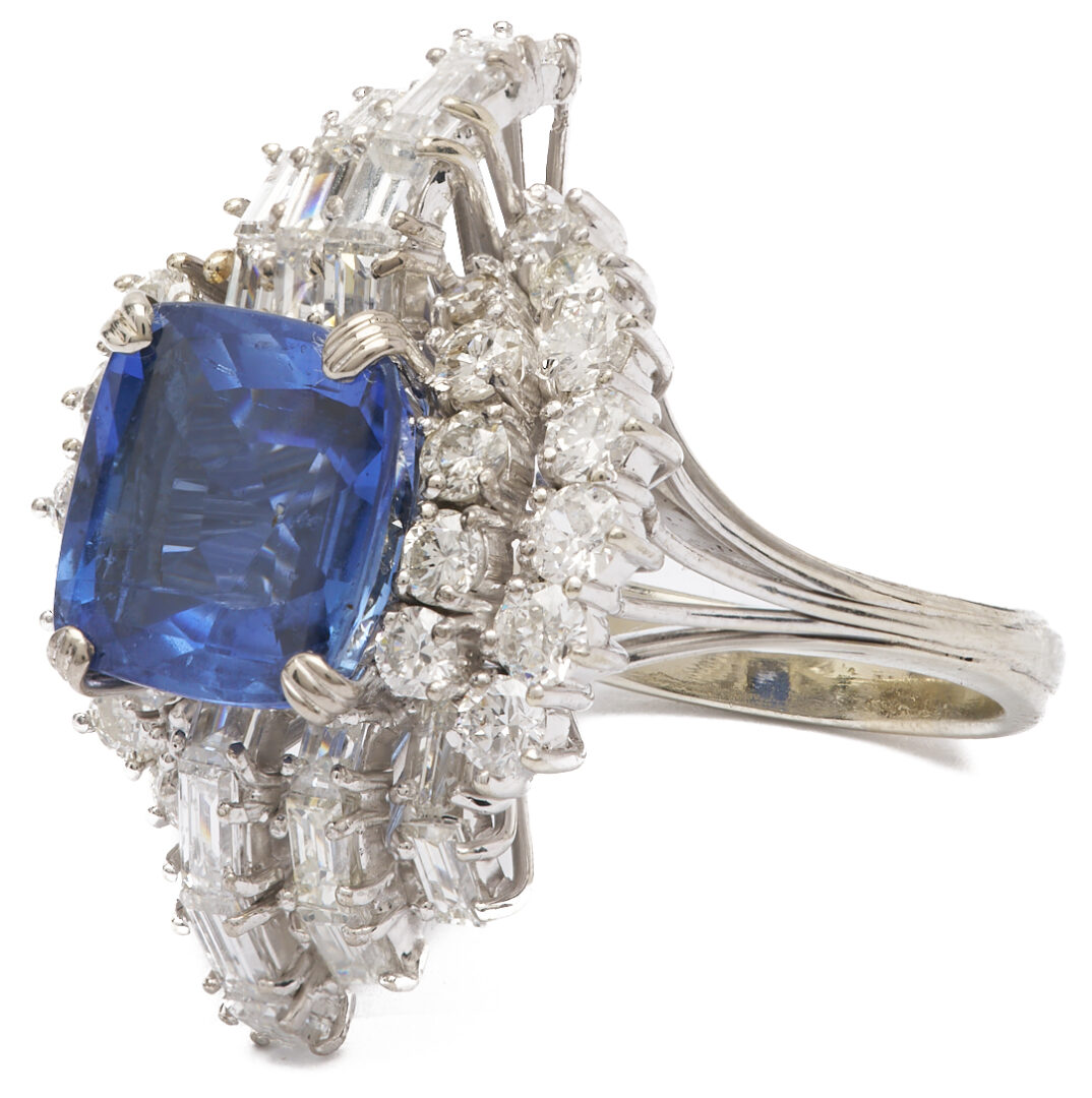 Lot 37: 5.65 Carat Natural Ceylon Sapphire & Diamond 14K Cocktail Ring, AGL Report