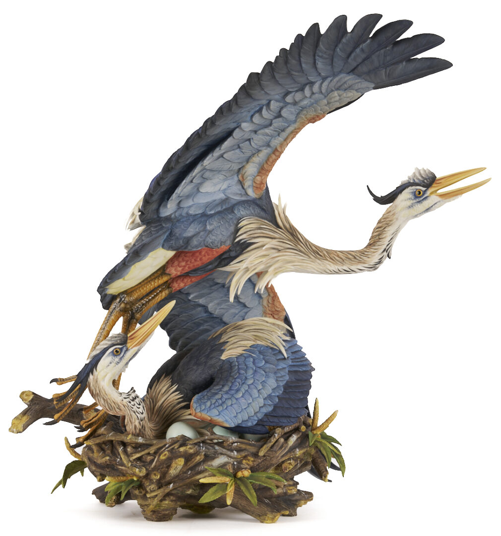 Lot 380: Hutschenreuther Heron Porcelain Sculpture, The Challenge