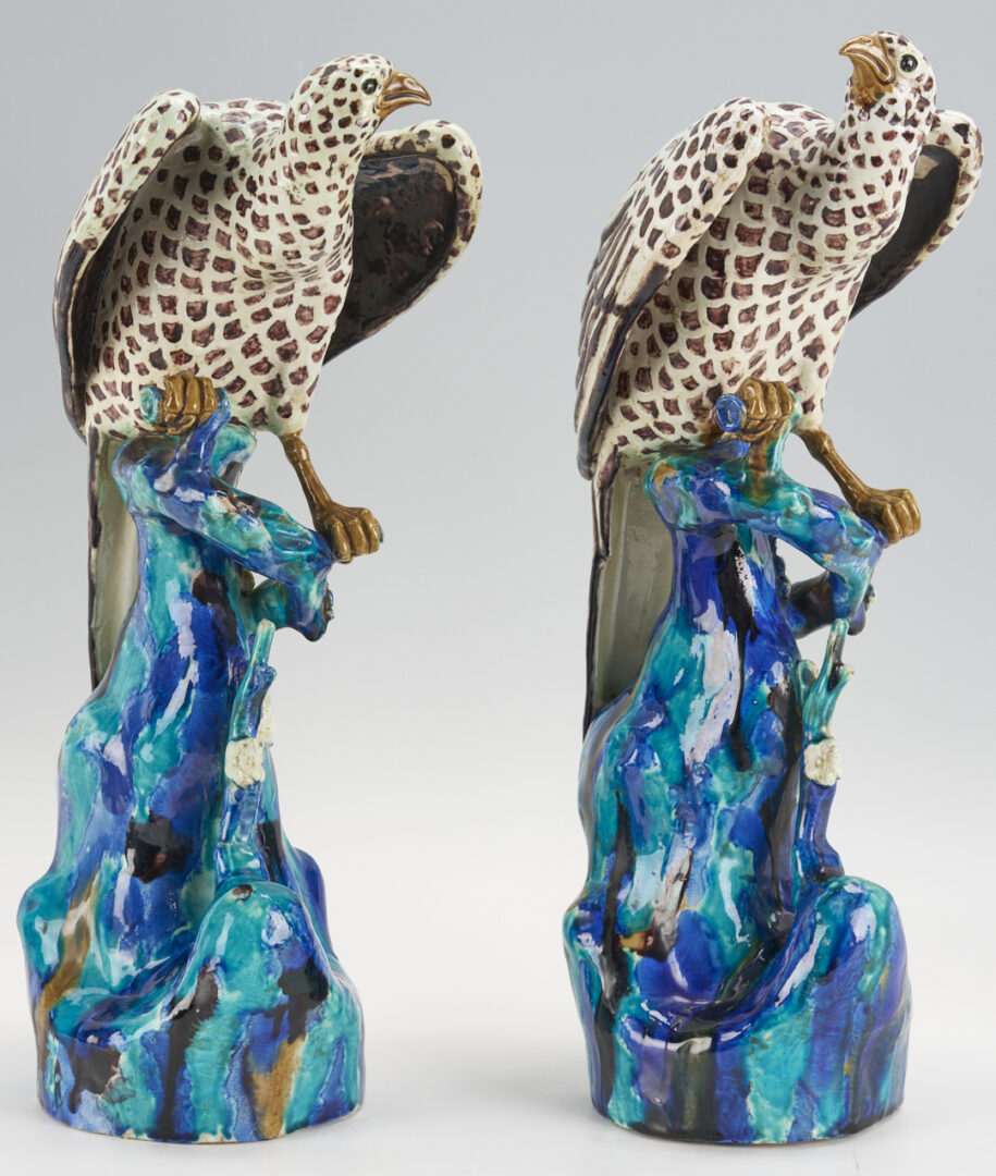 Lot 381: Pair of Samson French Ceramic Falcons