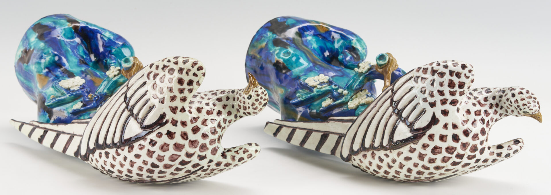 Lot 381: Pair of Samson French Ceramic Falcons