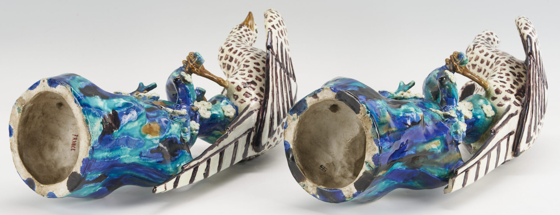 Lot 381: Pair of Samson French Ceramic Falcons