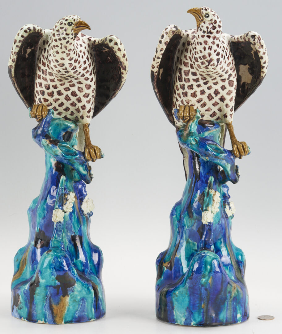 Lot 381: Pair of Samson French Ceramic Falcons