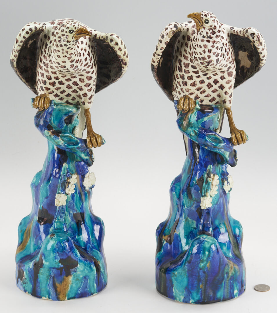 Lot 381: Pair of Samson French Ceramic Falcons