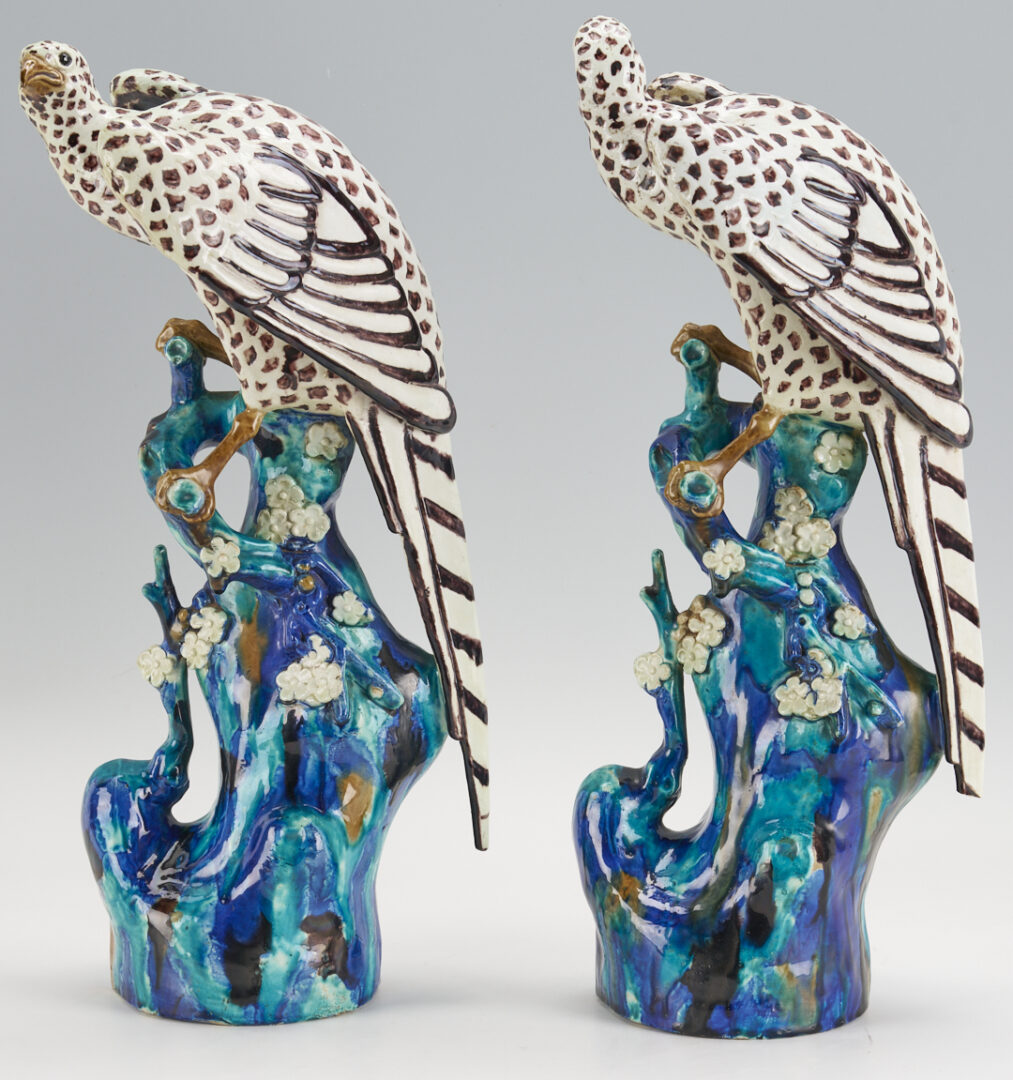 Lot 381: Pair of Samson French Ceramic Falcons