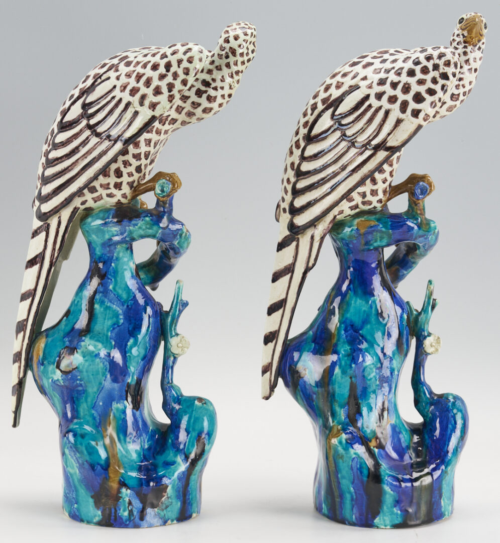 Lot 381: Pair of Samson French Ceramic Falcons