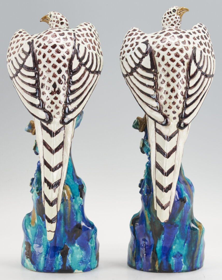 Lot 381: Pair of Samson French Ceramic Falcons