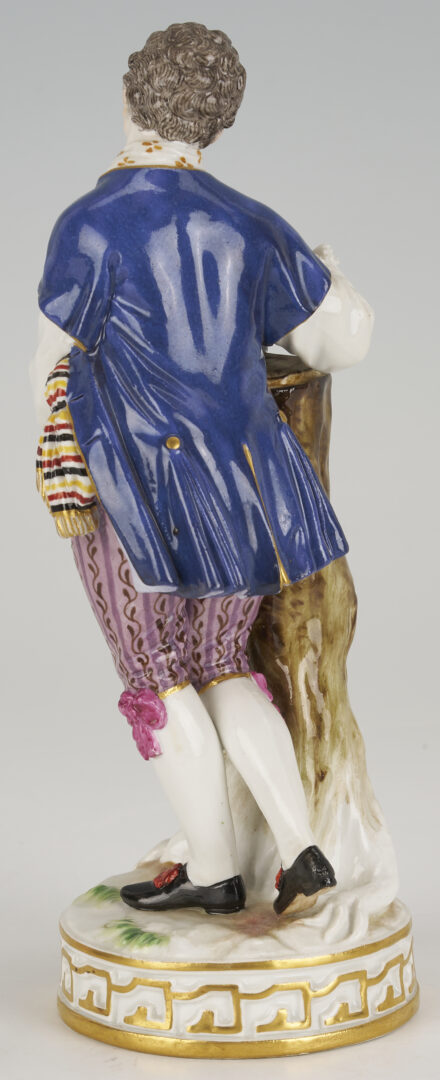 Lot 383: 2 Meissen Porcelain Figures, Men with Carrier Pigeon, Eggs