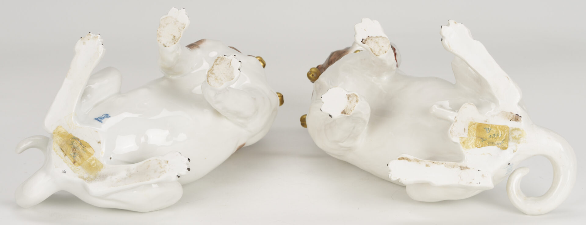 Lot 384: Pr. of Royal Dresden Porcelain Pug Figures