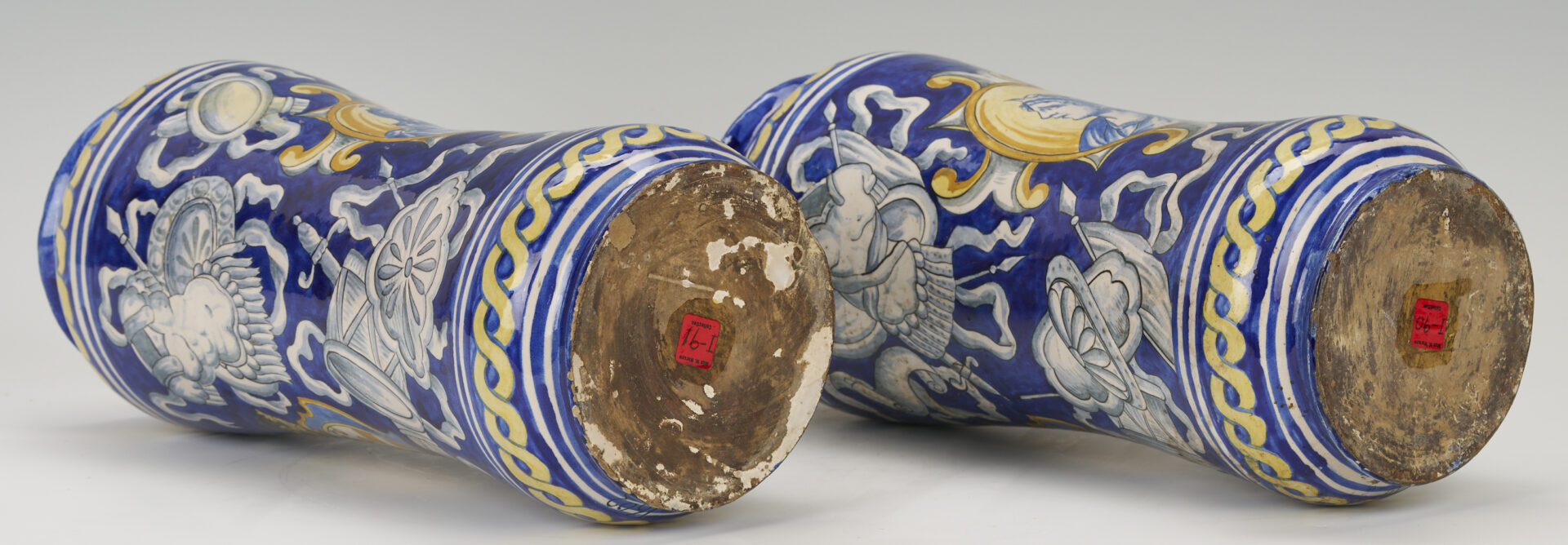 Lot 387: Pair of Italian Faience Majolica Portrait Albarello Jars