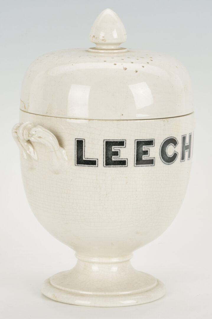 Lot 388: 3 Antique Apothecary Jars: Leeches, Honey, Tamarinds