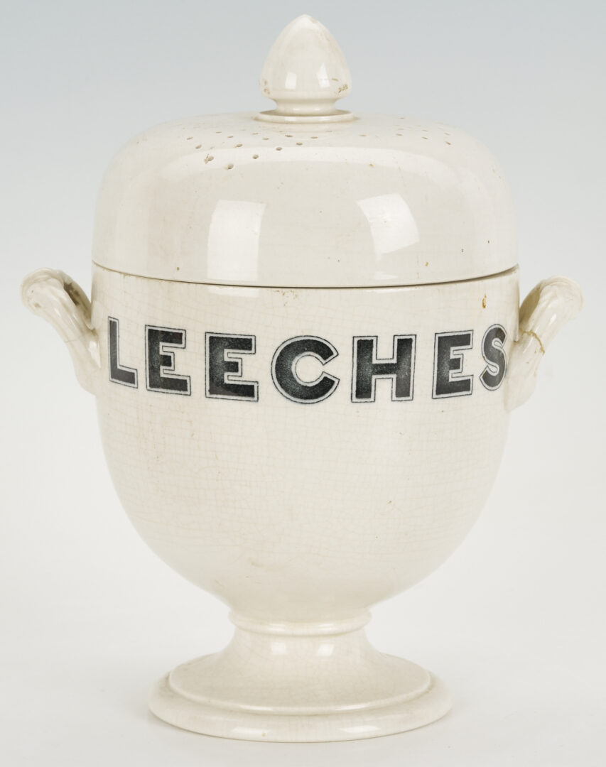 Lot 388: 3 Antique Apothecary Jars: Leeches, Honey, Tamarinds