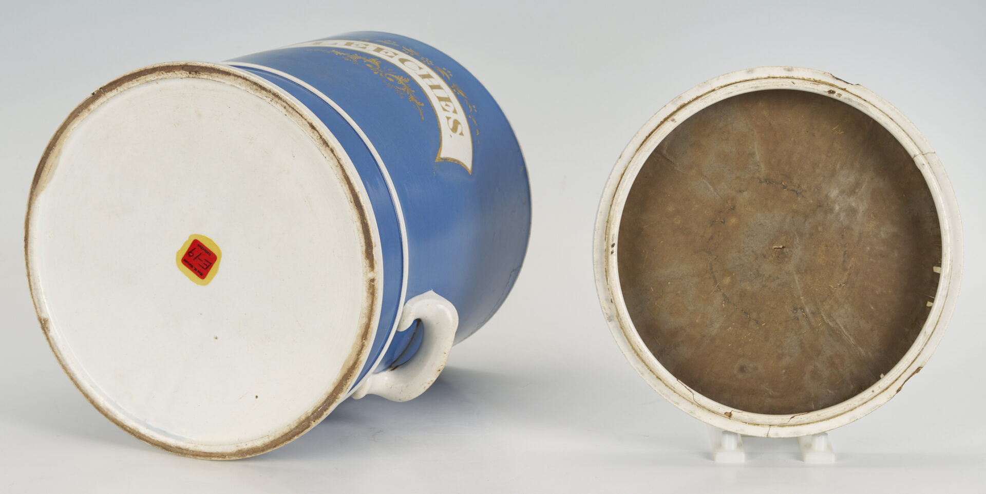 Lot 389: 2 Staffordshire Apothecary Jars, Leeches