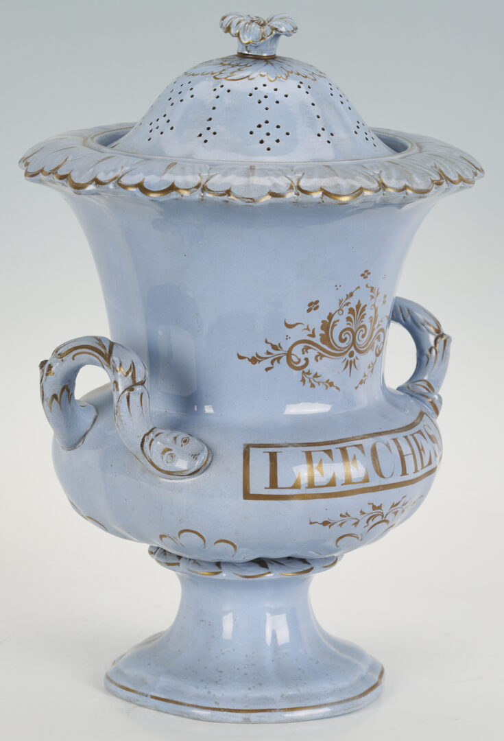 Lot 389: 2 Staffordshire Apothecary Jars, Leeches
