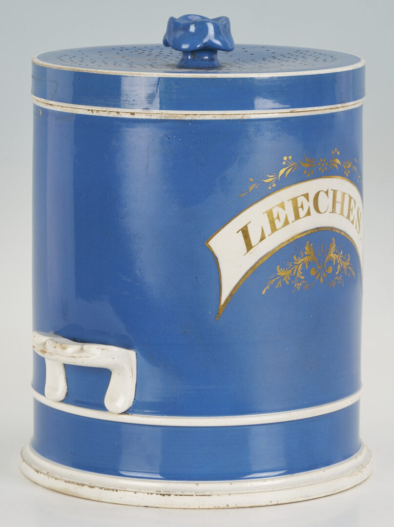 Lot 389: 2 Staffordshire Apothecary Jars, Leeches