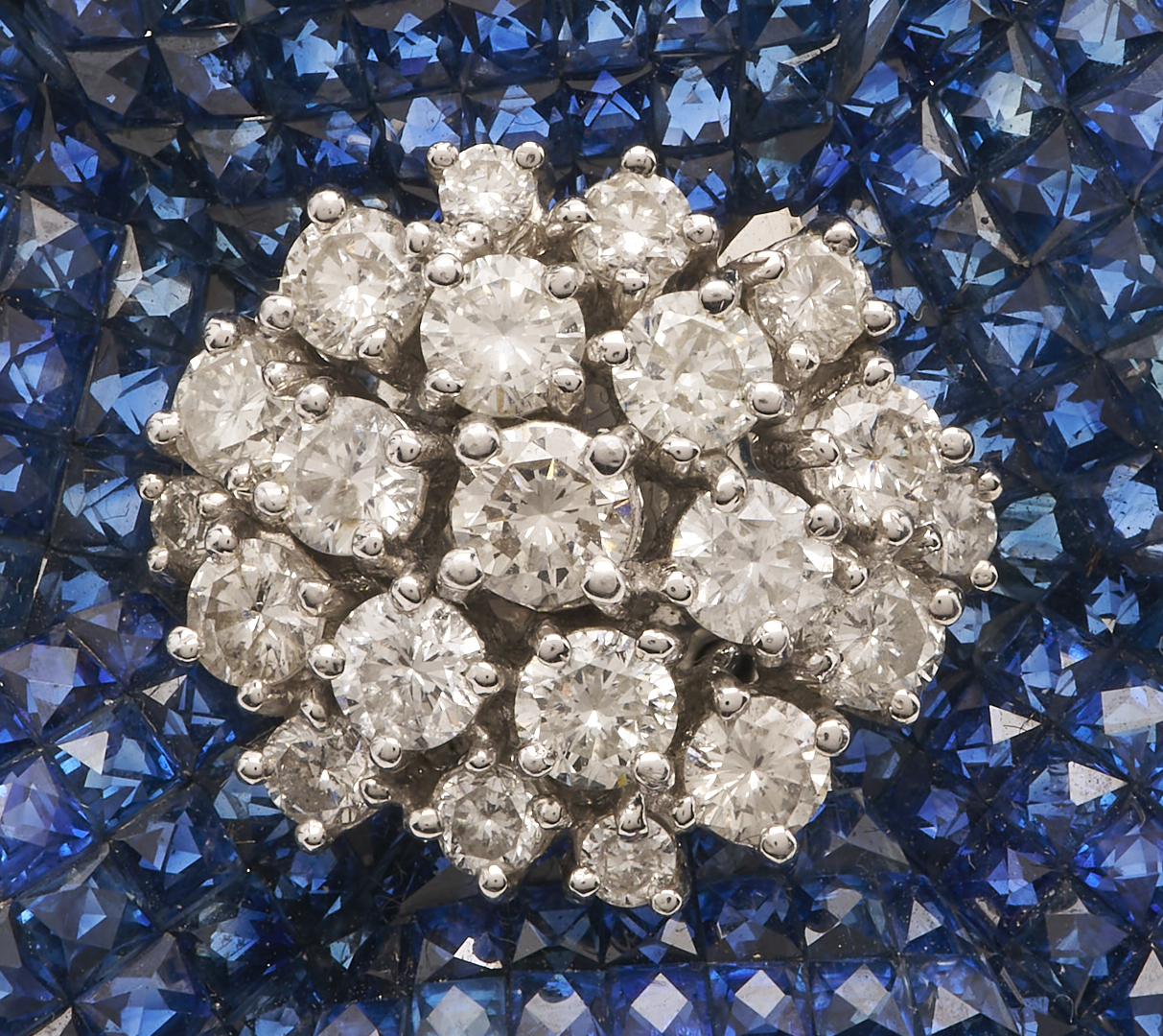 Lot 38: 18K Sapphire & Diamond Floral Brooch