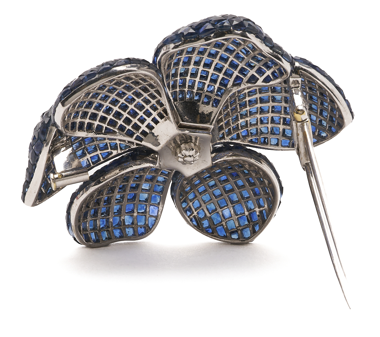 Lot 38: 18K Sapphire & Diamond Floral Brooch