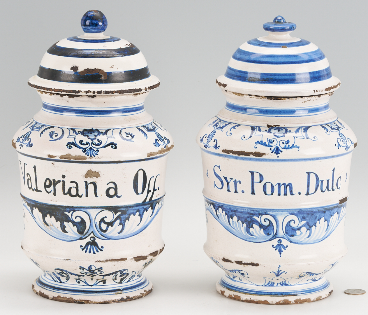 Lot 390: 2 Delft Apothecary Jars