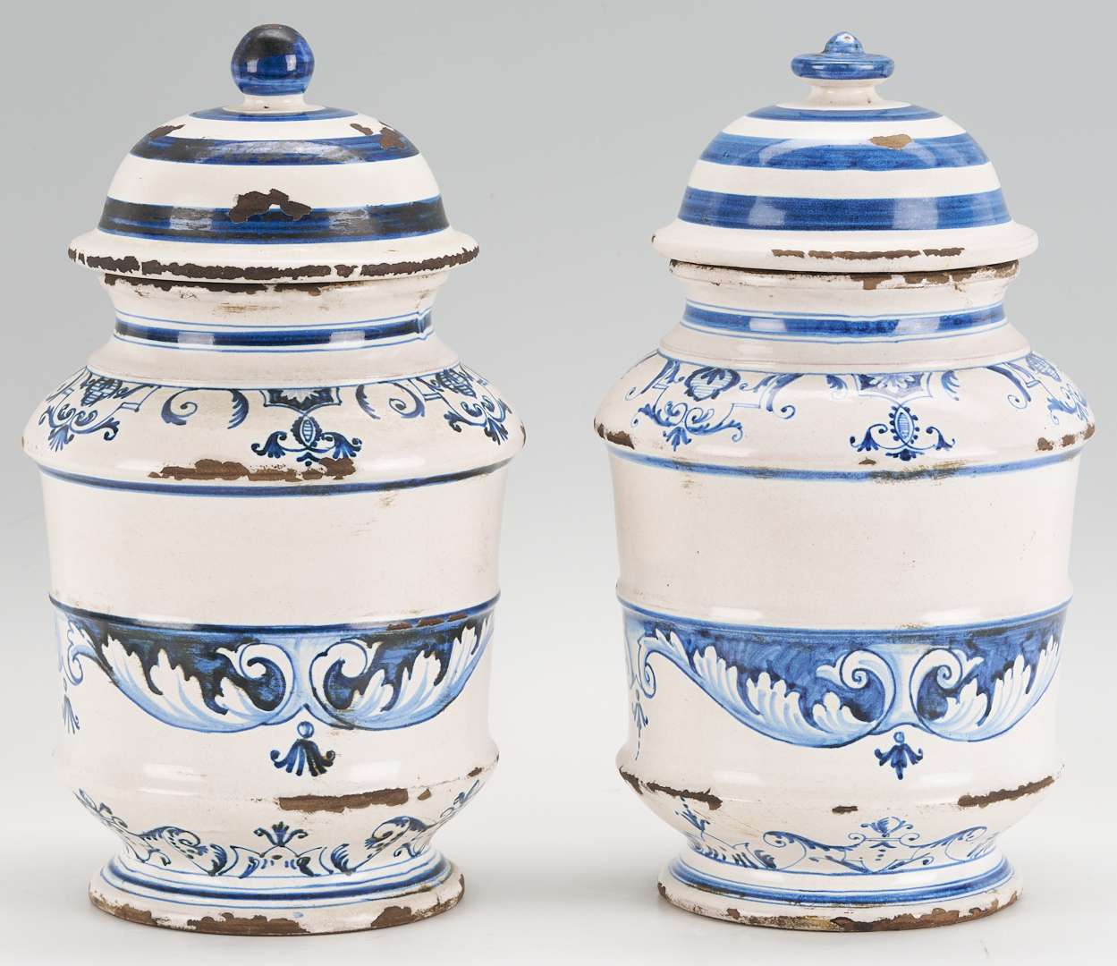 Lot 390: 2 Delft Apothecary Jars