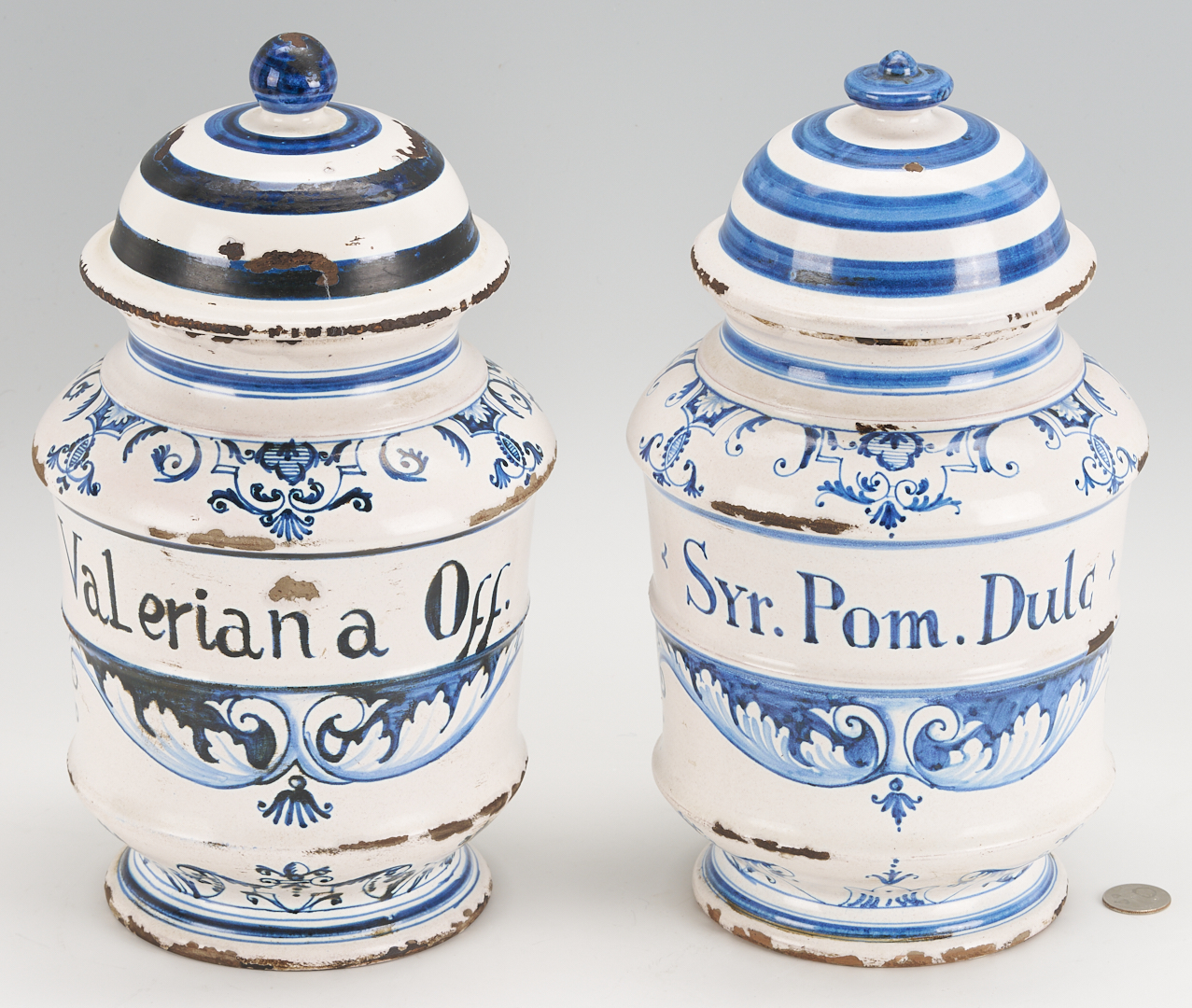 Lot 390: 2 Delft Apothecary Jars