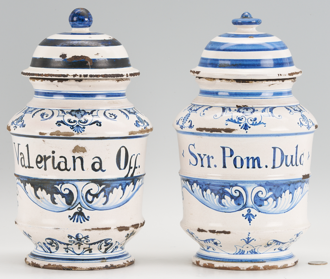 Lot 390: 2 Delft Apothecary Jars