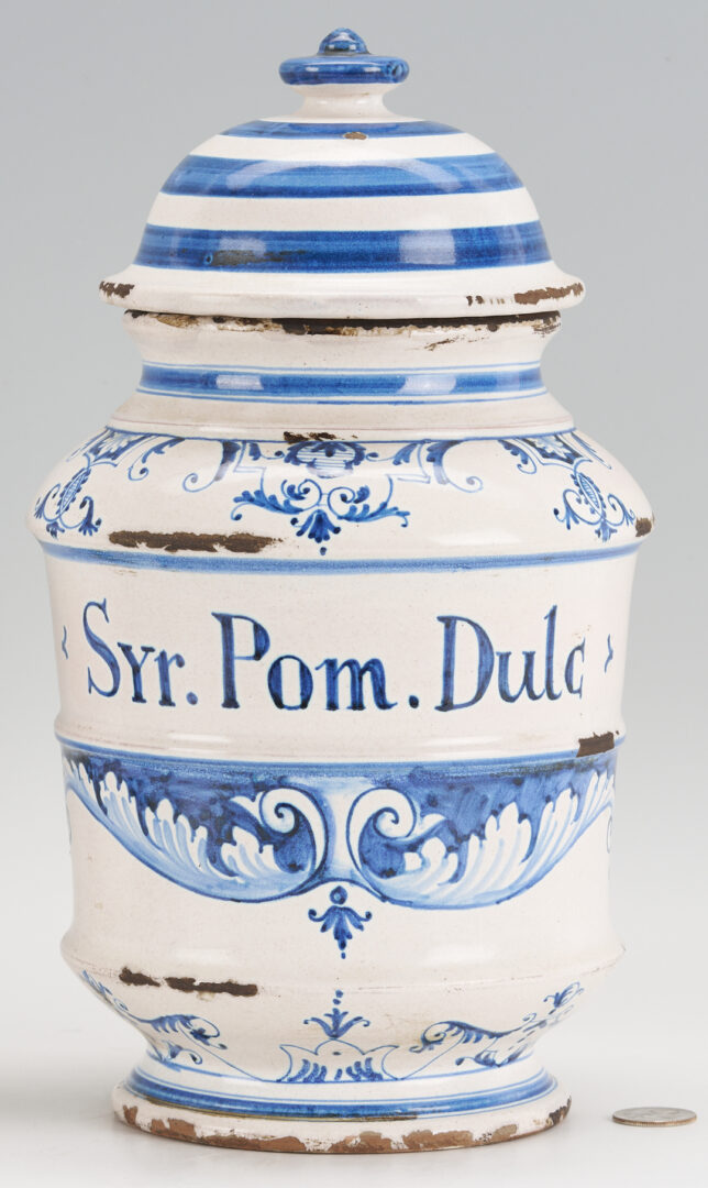 Lot 390: 2 Delft Apothecary Jars