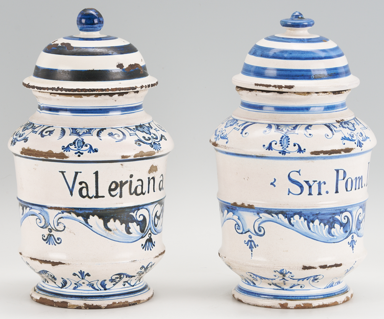 Lot 390: 2 Delft Apothecary Jars