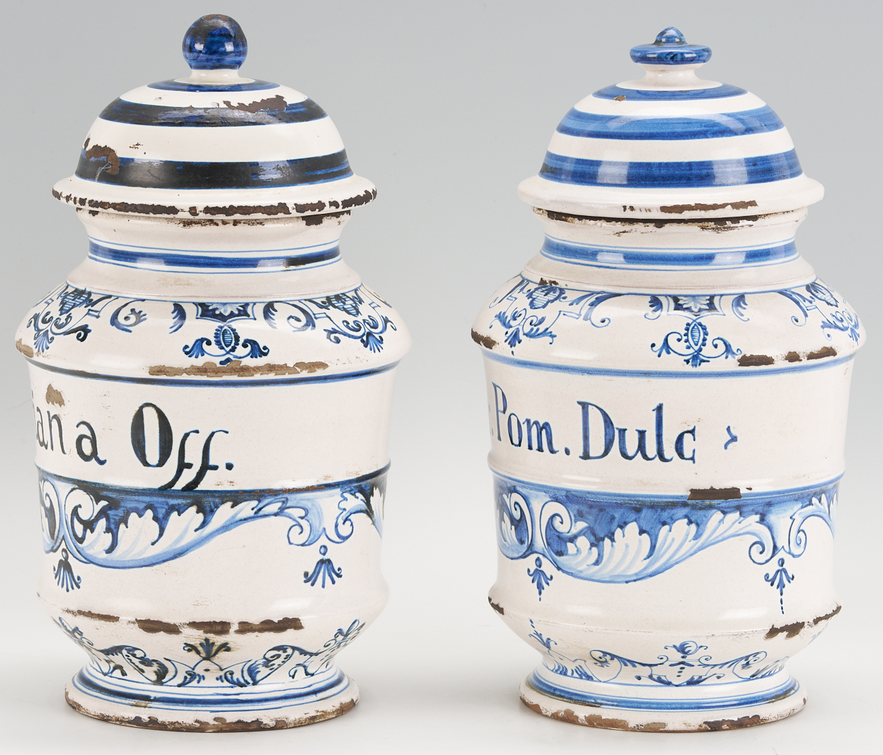 Lot 390: 2 Delft Apothecary Jars
