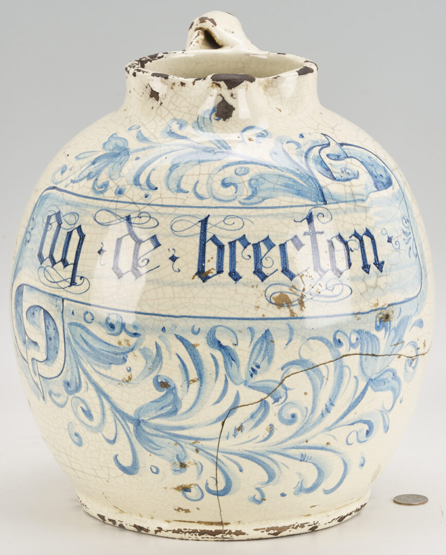 Lot 391: Italian Majolica Albarello or Pharmacy Jug, dated 1540